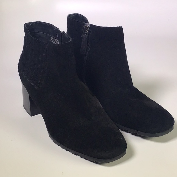 Aquatalia Women's Jaelynn Suede Wedge Weatherproof Booties Ankle Boots 10 Black